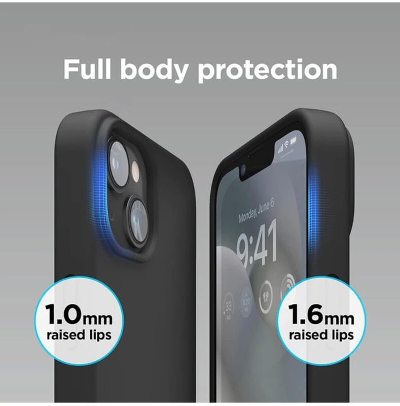 Image of Premium Liquid Silicone Case for iPhone 14 - Slim Full Body Protective Back Cover with Soft Microfiber Lining, Anti-Slip Grip Scratch Resistant Phone Case (Black)
