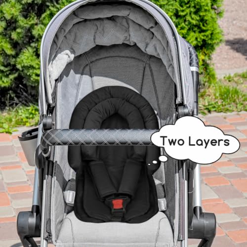 Image of Baby Car Seat Head Support for Newborn, GFU 2 in 1 Infant Car Seat Head Body Support with Strap Pads, Soft Stroller Cushion Pillow Insert for Girls, Fits for Stroller, Swing Black
