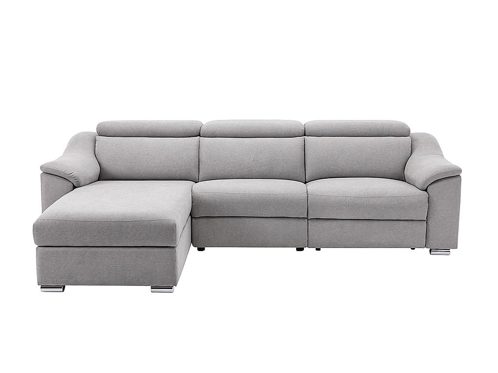Vente-unique - Canapé d'angle Relax électrique en Tissu Gris Clair PEDRERA - Angle Gauche