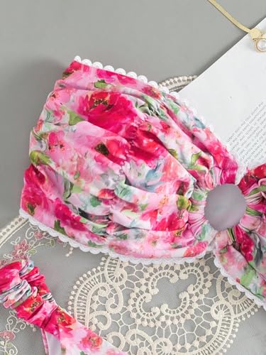GORGLITTER Women's Floral Swimsuit Strapless Bandeau High Cut Thong Bikini Set Bathing Suit3