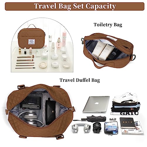SYCNB Travel Duffel Bag for Women, Gym/Weekender/Carry-On Bags with Toiletry Bag & Adjustable Strap,Personal Item Bags2