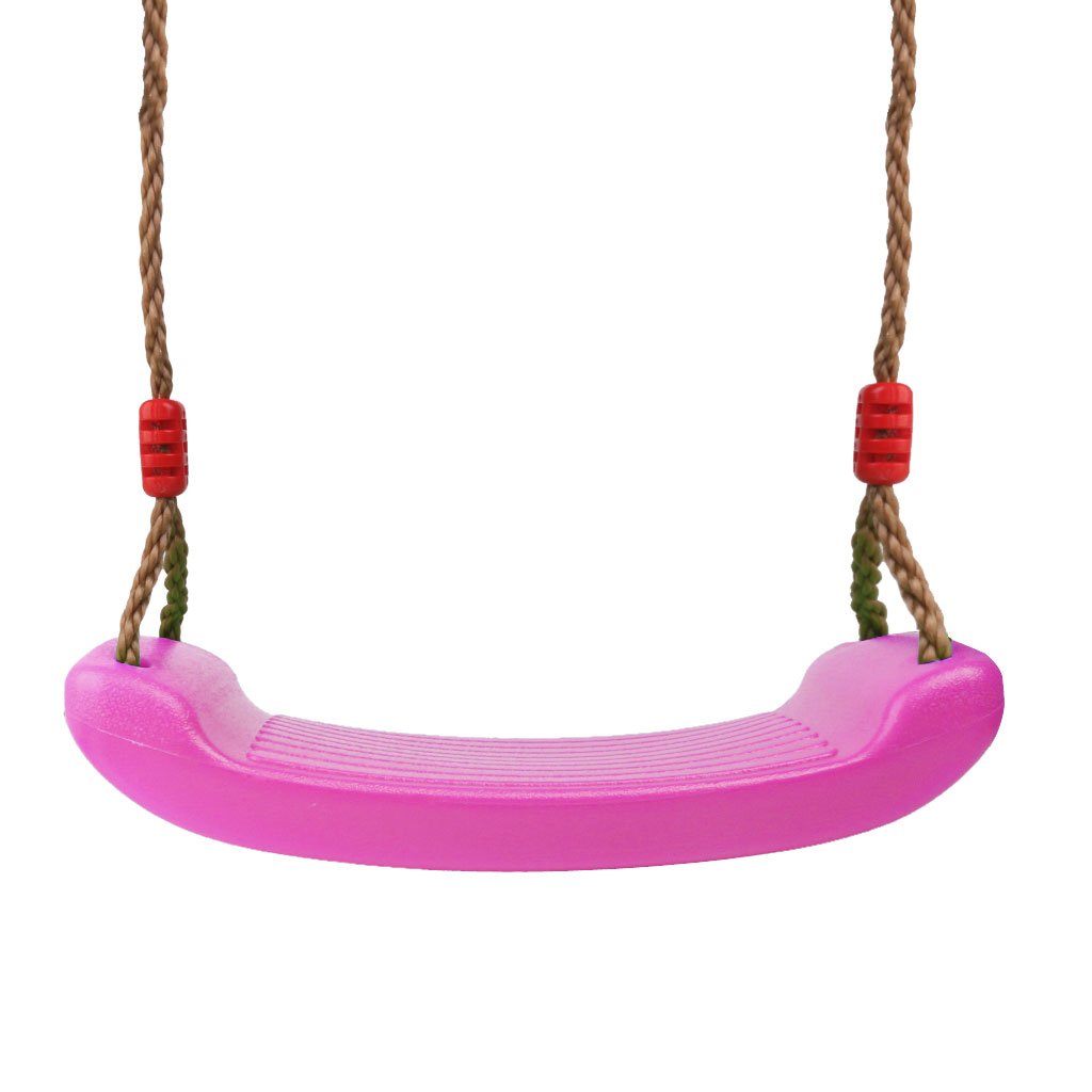 Milageto Columpio Exterior Columpio Jardín Columpio Parque Juguete Niños Asiento Plástico con Cuerdas Ajustables 140-250 Cm Y Capacidad 150 Kg Adecuado para Ja, Rosado