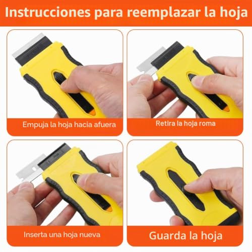 Miniatura 5 de Flintronic 20 Piezas Cuchillas De Acero Inoxidable De Alta Calidad, Cartón Prémium De Acero, Cuchillas De Repuesto De Cartón Prémium De Acero, Para Limpia Suelo,Horno,Placas De Inducción,Ventana