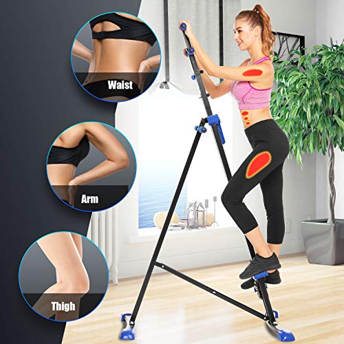Aceshin Foldable Vertical Climbing Machine Stair Climber Stepper Home Body Workout Exercise Fitness (Blue)