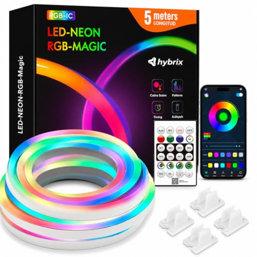 Image of 16.4 Feet Magic Neon Strip Light | App & Remote Control, Music Sync, Multi-Colour Modes | Ideal for Gaming Room & Wall Decor | (Magic RGB)
