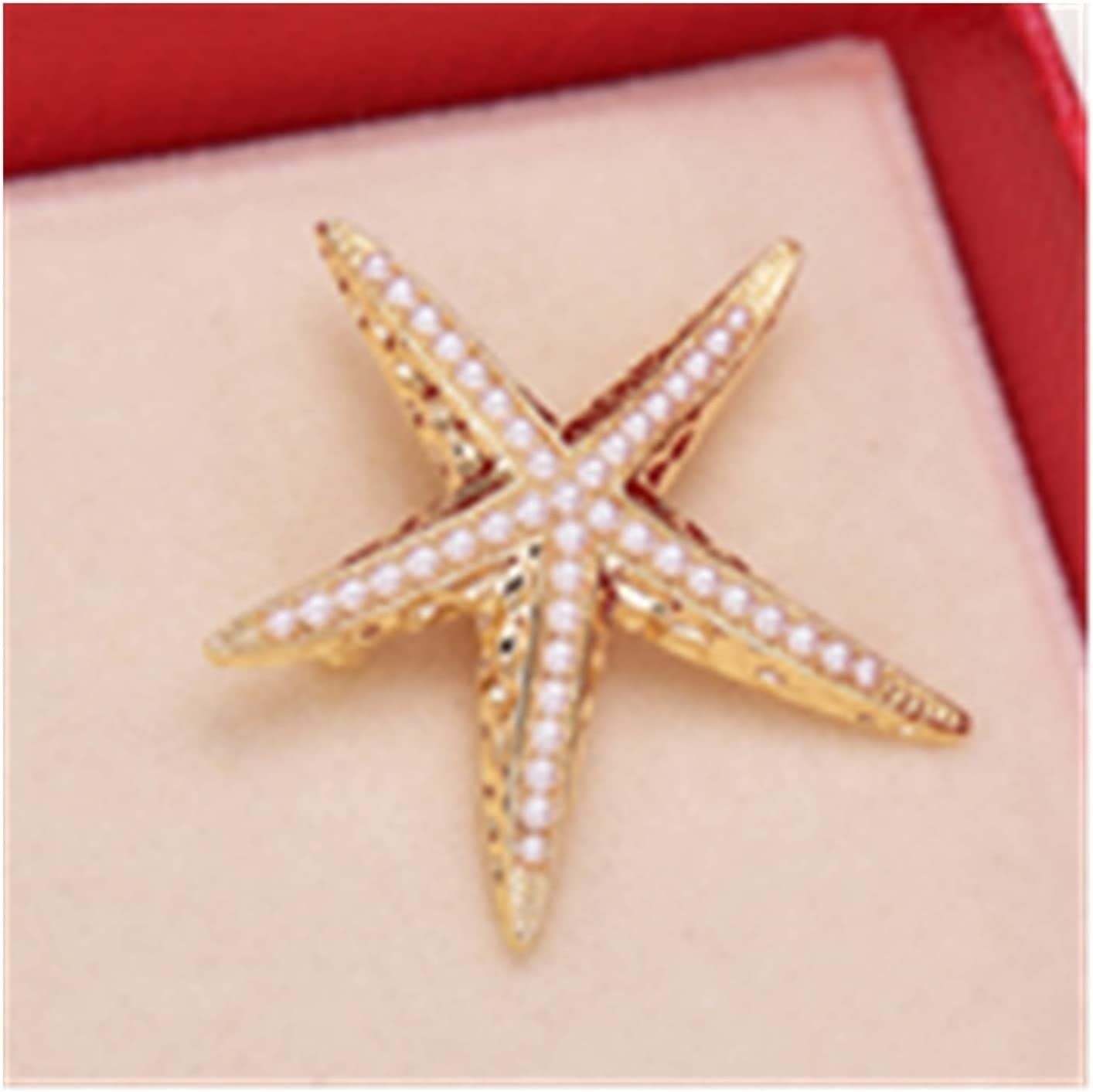 Broszki Broszka Przypinka Broszki Rozgwiazdy, Sztuczna Perła Stanik Klipsy Na Szaliki Dla Kobiet Biżuteria Wysokiej Klasy Kobieca Broszka Stanik Pin Szpilka (Blue : Gold, Size : 3.8 * 3.9cm)