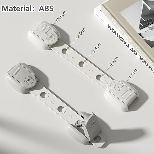 Miniatura 4 de Cerraduras de correa de seguridad para niños (paquete de 10) para armarios y cajones, inodoro, nevera y más. Almohadillas adhesivas. Fácil