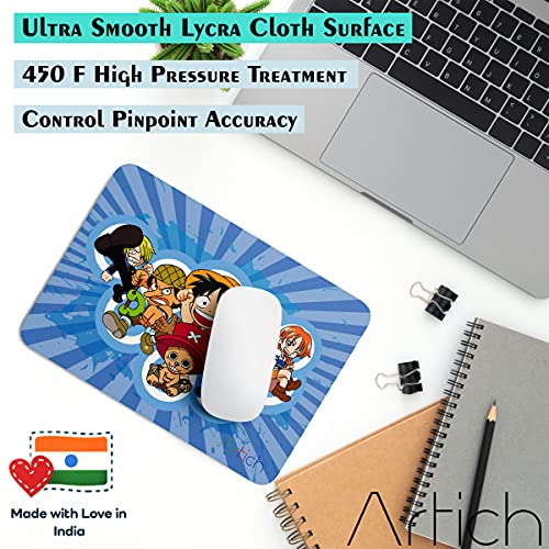 Image of Artich Anime Computer Stylish Laptop Rectangle Gaming Mouse Pad with Super Soft Non-Slip Rubber Base and Lycra Cloth Surface for Silky Touch | (Chibi Strawhats)