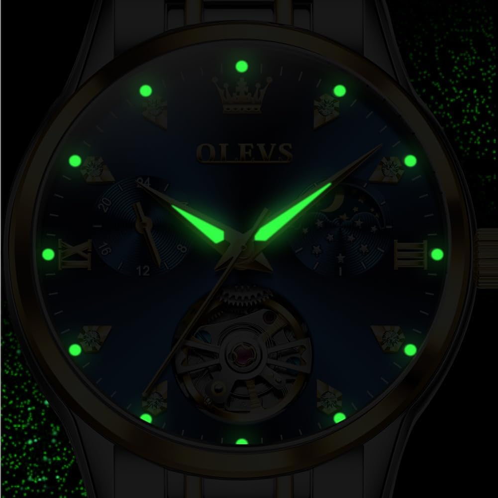 OLEVS Automatic Watches for Women Luxury Stainless Steel Gold and Silver Diamond Mechanical Dress Self Winding Date Waterproof Wrsit Watches for Ladies - Image 5