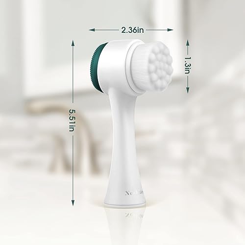 Miniatura 9 de Newbealer Cepillo de limpieza facial, cepillo exfoliante manual 2 en 1 de doble cara con cerdas ultra finas y suaves de silicona para limpieza