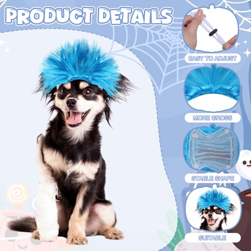 Pelucas divertidas para perros y gatos 2 pcs azul miniatura 3