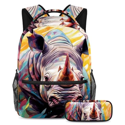Sac à dos polyvalent de 2 pièces Rhino Colors Large pour ranger toutes les affaires scolaires