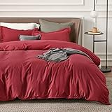 Bedsure Burgundy Red Duvet Cover Queen Size - Soft Double Brushed Duvet Cover for Kids with Zipper Closure, 3 Pieces, includes 1 Duvet Cover (90'x90') & 2 Pillow Shams, NO Comforter