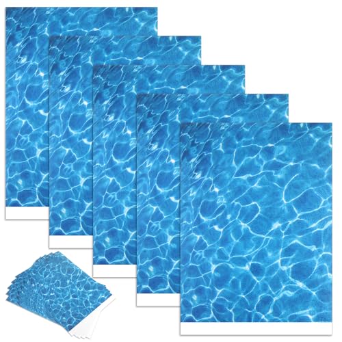 Bruislard Ripple Water Sticker 5PCS Fake Water Self Adhesive Realistic Stream Pattern Artificial-Water Effect Sheet Ocean Diorama Supplies for Miniature Lakes Beach Pools Rivers and Diorama Scenery