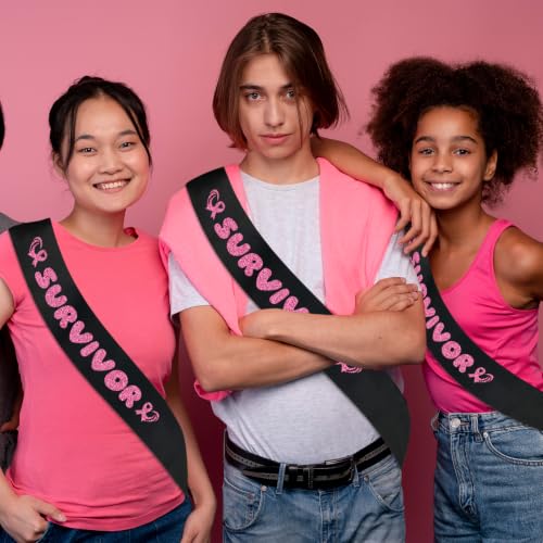 2026 Breast Cancer Survivor Sashes, Black Satin with Sparkly Pink Letter by Generic - Used condition - Image 2