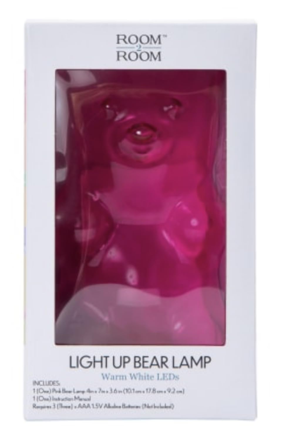 Generic Room 2 Room Pink Light-Up Gummy Bear Lamp Light 4in X 7in, BlueBear24