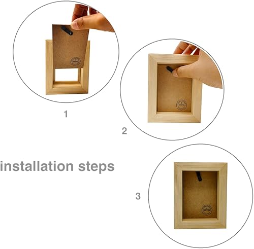 Miniatura 5 de Marcos de fotos de tamaño cartera para fotos de 2.5 x 3.5 pulgadas con cristal de alta definición frontal de madera maciza borde natural para mesa