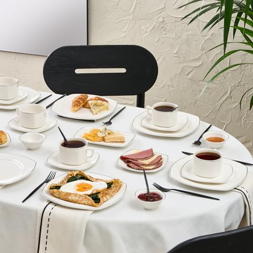 Karaca Padoca 26-teiliges Tafelservice für 6 Personen – Elegantes Frühstücksset aus Edlem Porzellan mit Tellern, Schalen, Tassen und Servierplatten