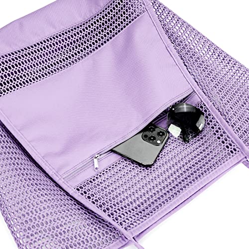 KALIDI Mesh Tote Bag,23L Beach Bag Extra Large Tote Bags for Women with Zip Pocket Shoulder Bag Summer Beach Bags Reusable Shopping Bag for Picnic Holiday Travel Grocery - Image 3