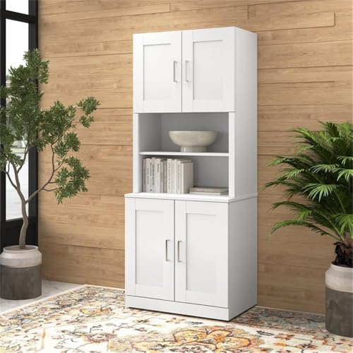 Bush Business Furniture HHH130WH Hampton Heights 30W Bookcase Hutch In White, Bookshelf Attachment thumb #3