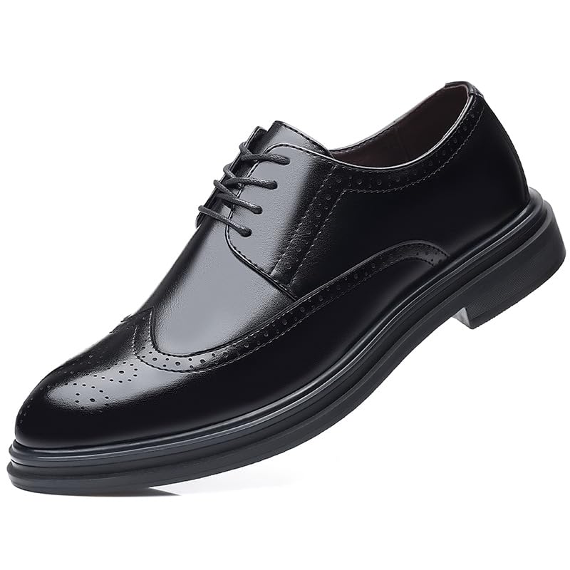 Mens Dress Shoes Classic Brogue Business Formal Oxford Casual Breathable Tuxedo Leather Lace Up Derbys Shoes