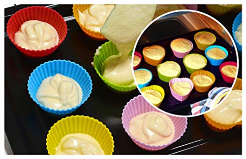 Reusable Silicone Cupcake Baking Cups 24 Pack, 2.75 Inch Silicone Baking Cups, Reusable & Non-Stick Muffin Cupcake Liners For Party Halloween Christmas,6 Rainbow Colors (Pack Of 24,Multicolor) #TOP4