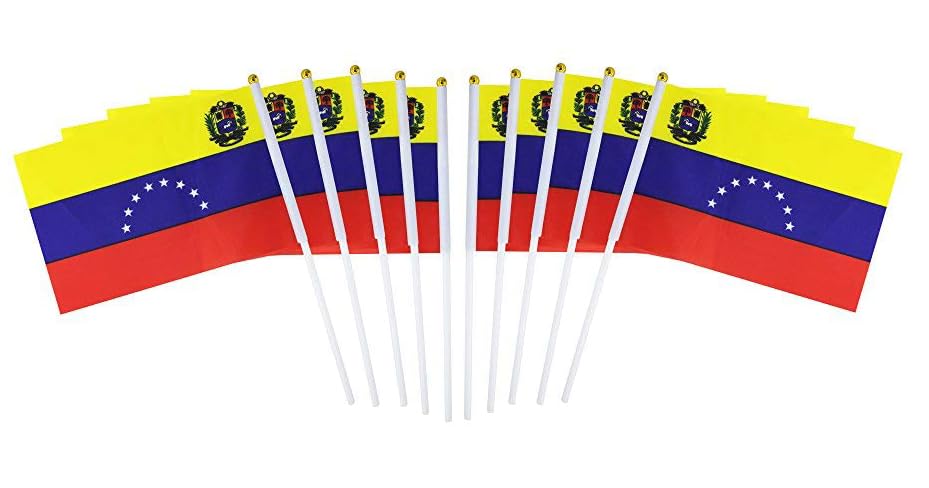 10 packs, 34 North and South American plastic poles, hand waving flags (Venezuela)