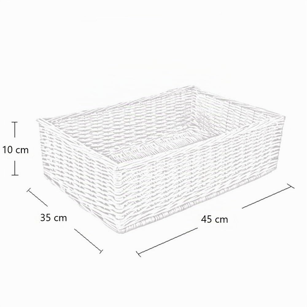 Panier présentoir à pain rectangulaire en osier 45 x 35 h 10 cm