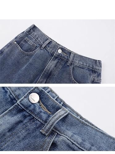 Mens Jeans Long Classic Straight Denim Wide-Leg Pants Solid Colors Vintage Business Casual Pants3