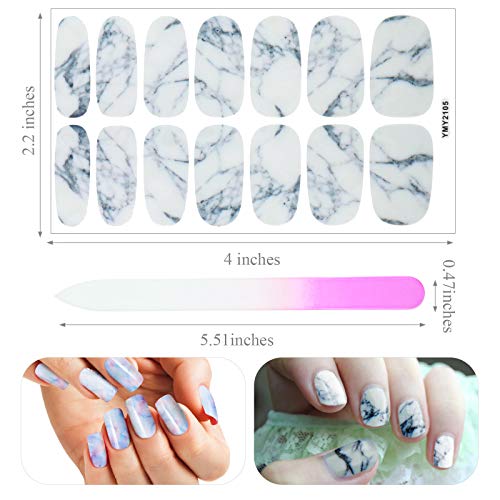 168 Pieces 12 Sheets Full Wrap Nail Polish Stickers Self Adhesive Glitter Gradient Marble Color Street Nail Decal Strips With Glass Nail File For Women Girls Diy Nail Craft (Chic Style) #TOP2