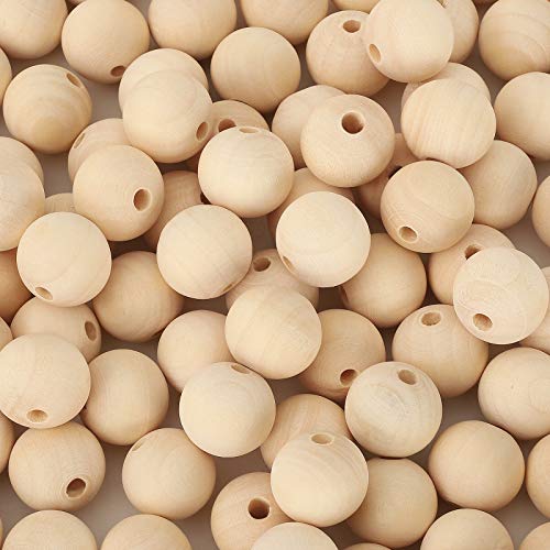400pcs 20mm Natural Wood Beads - Unfinished Loose Wood Beads Crafts, Suitable for Home and Holiday Decor, DIY Jewelry Making