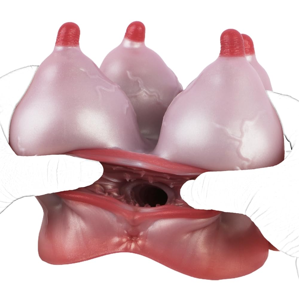 Realistische Masturbatoren für Männer, Milchkuh Taschenmuschi mit 4 Milchbusen und Vagina, Silikon Masturbator für Masturbieren, Extreme Eng Sexspielzeug für Männer