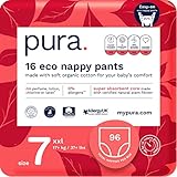 Pura Premium Baby Windel Pants Größe 7 (17+kg / 37+lbs), 6 x 16 pro Packung, 96 Windeln, XXL Kleinkind, für Jungen und Mädchen Monatsbox, Großpackung, Parfümfrei, Klinisch Tetestet und Hypoallergen
