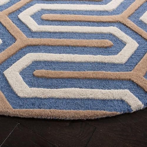 Image of Sifa Carpet Modern Round Area Rug - Hand-Tufted with 100% NZ Wool, Thick & Soft Circular Carpet for Living & Dining Room, Weight -60 Pund, Size-10x10 Feet (120x120 Inch Round)