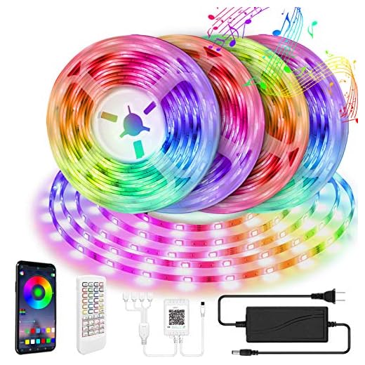 LED Strip Lights,65.6ft 4X16.4ft MOFUT Smart Led Lights 5050 RGB Led Light Strip Color Changing Led Strips with Bluetooth Controller Sync to Music Apply for TV Bedroom,Kitchen,Party,Bar and Home Decor