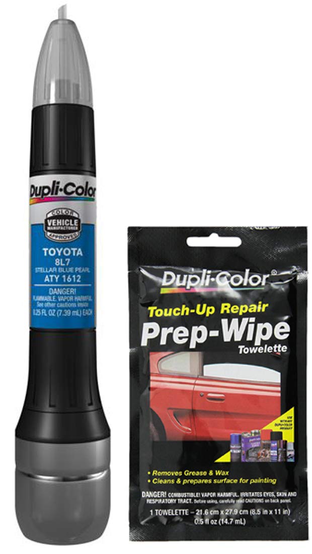 Sherwin-Williams CompanyDupli-Color ATY1612 All-in-One Touch Up Paint, Stellar Blue Pearl, Compatible with Toyota Vehicles, Pack with Prep Wipe (2 Pack)