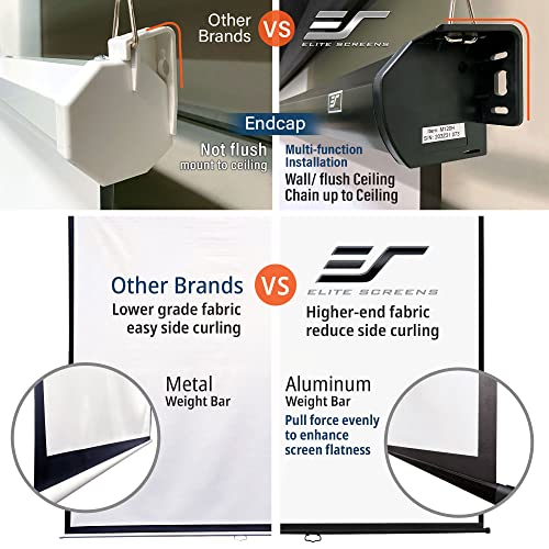 Elite Screens Manual B, 100-Inch Manual Pull Down Projector Screen Diagonal 16:9 Diag 4K 8K 3D Ultra Hdr Hd Ready Home Theater Movie Office Presentation, M100H #TOP3