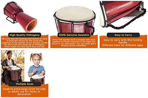 image for B.N.D TOP Drums Djembe Drum Djembe jembe is a Rope- goat skin Covered 