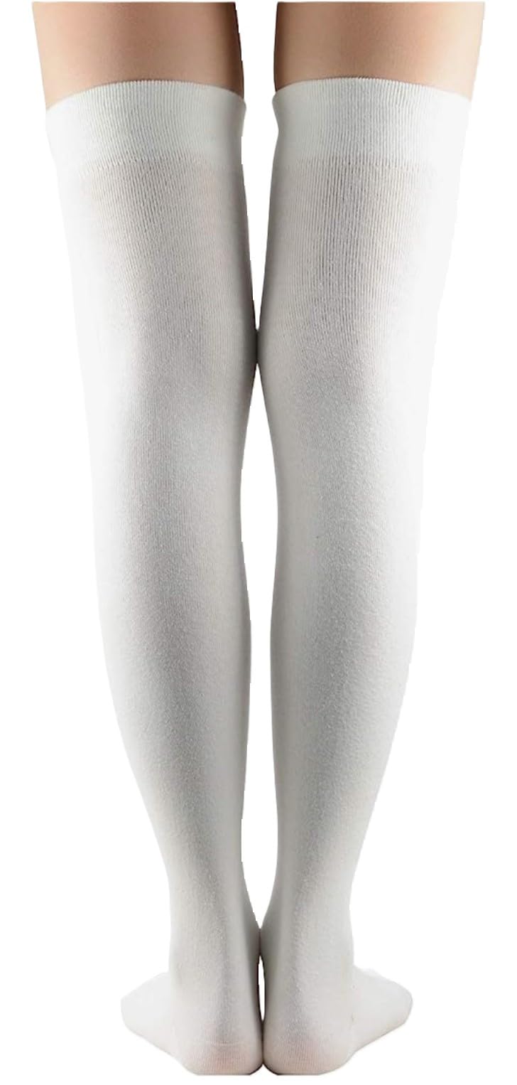 MUKHAKSH (Pack of 1 Pair = 2 Stockings Girls Cotton Lycra White Stocking Thigh High White Socks - Image 2 thumbnail