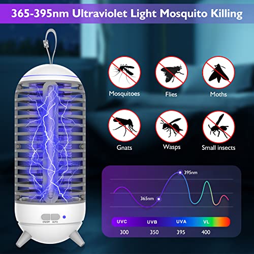 Bug Zapper With Auto Light Sensor, Cordless & Rechargeable Mosquito Zapper Indoor Outdoor, 2 In 1 Lighting And Zapping, High Powered Uv Light Fly Trap 360 Degree Mosquito Killer. (White) #TOP1