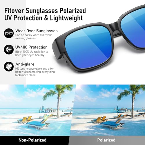 Image of HAOLOTA Polarized Sunglasses Over Glasses Women Wrap-Around Glasses Small Shapes Driving Fishing UV400 Protection