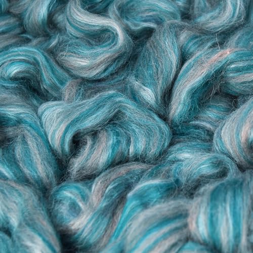 Image of Combed Top Roving. Limited Edition Fiber for Spinning, Needle Felting, Wet Felting, Weaving and Crafting. Fancy, Colorful, Exotic Designer Blend, Swan Song