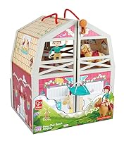 Hape 25pc Pony Ranch Barn Playset | Horse Stable Dollhouse with 2 Levels & Accessories | Kids’ Pony Club Toy for Girls & Boys 3+ | Equestrian Roleplay & Imaginative Play