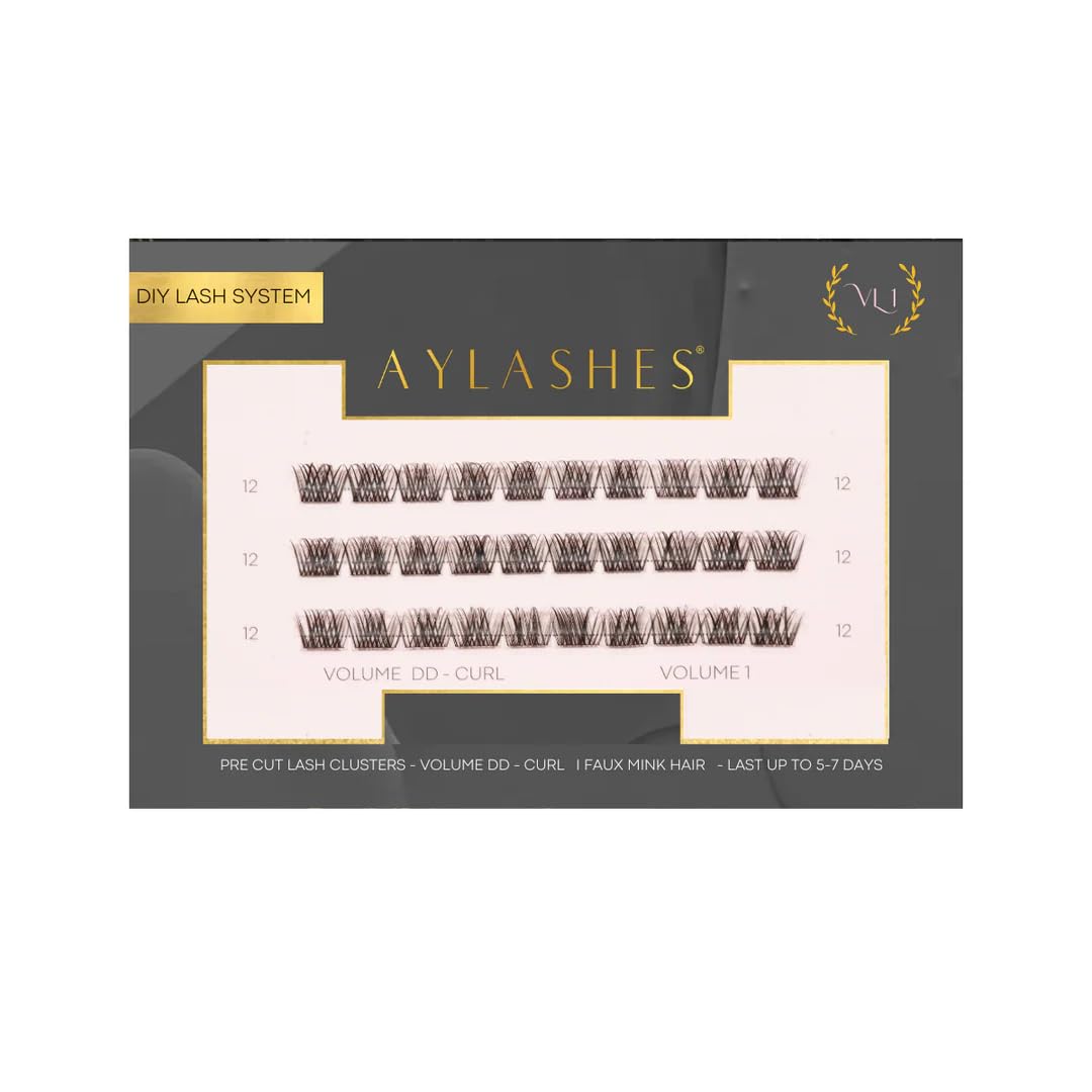 AYLASHES - DIY Wimpernextensions Pre Cut VOLUME 1 Wimpernbänder | bis zu 7 Tage Halt | Wimpern DIY Set für zu Hause | künstliche Wimpern | lash extension set | 14MM