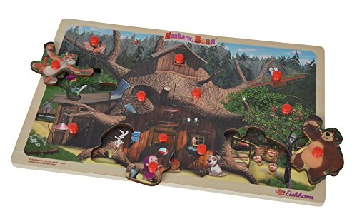 Eichhorn 109304085 - Mascha und der Bär Steckpuzzle, Entdecker Puzzle mit 12 Steckteilen, 30x20cm – Bild 3