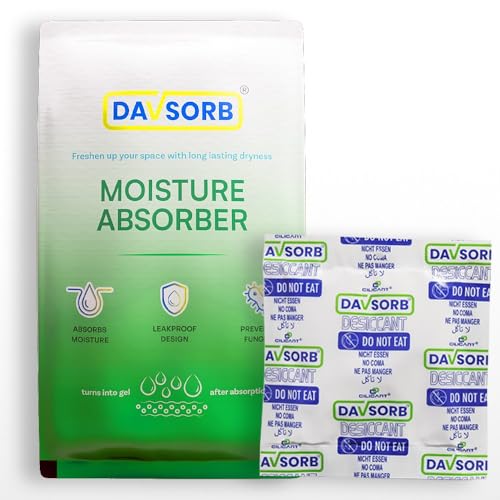 Image of DAVSORB Moisture Absorber Packet - Prevent Fungus, Dampness & Musty Odour - (Approx 50 gm x 5 Packets), White Color