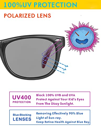 Image of Flexible Kids Sunglasses Polarized Unbreakable Toddler Sun Glasses for Baby Boys and Girls UV400 with Case, Age 2-8