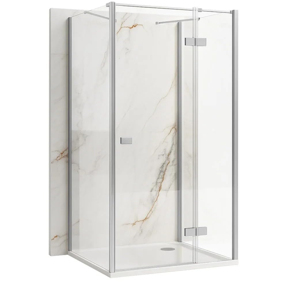 Rea - Kabina Prysznicowa Przyścienna 90X90 Prawa Atlas, Chrom, Szkło Transparentne 6Mm, 90 X 90 X 200 Cm