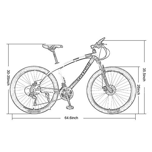 JLRTY Mountainbike Mountainbike, 26 Zoll Hardtail Fahrräder, Carbon-Stahlrahmen, Doppelscheibenbremse Vorderachsfederung, 21/24 / Die 27 Geschwindigkeits (Color : Yellow, Size : 21 Speed) – Bild 3