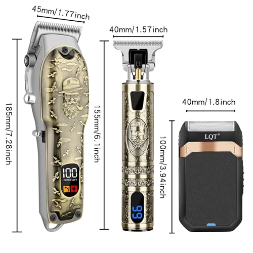 Image of Professional Hair Clipper Set for Men Electric Shaver Razor Cordless Hair Cutting Barber Clippers Beard Trimmer Men's Grooming Kit Gifts for him (Bronze)